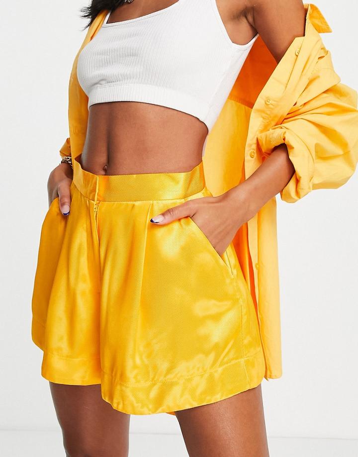 Asos Design Satin Twill Short In Orange