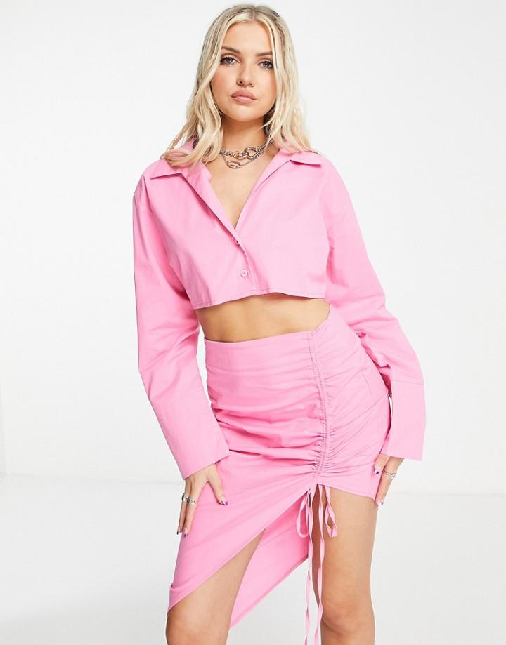 Public Desire Crop Shirt In Fuchsia - Part Of A Set-pink