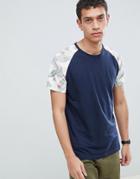 Jack & Jones Originals T-shirt With Floral Raglan Sleeve - Navy