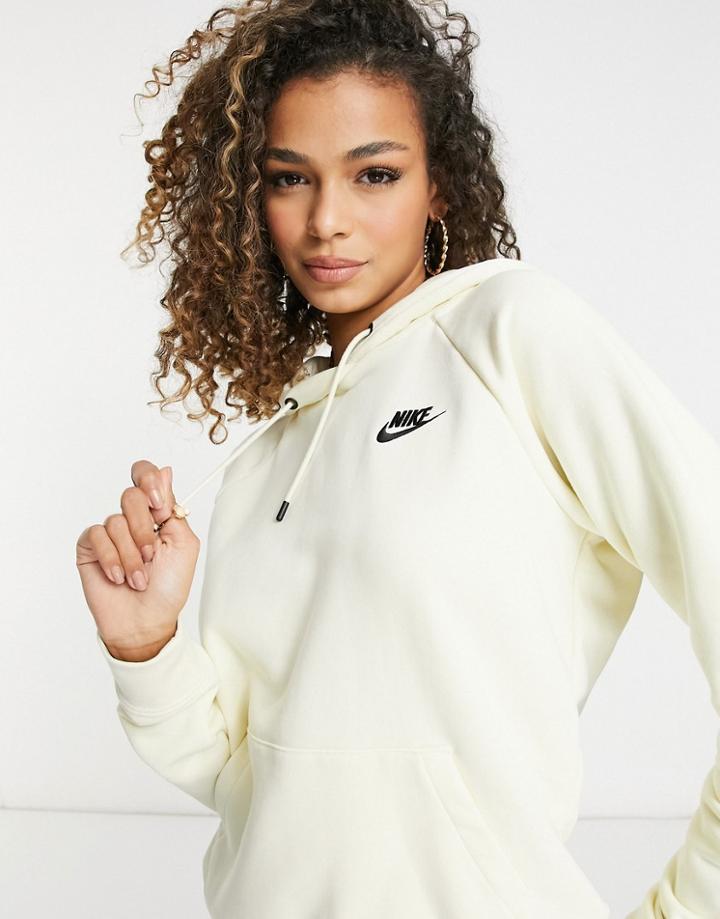 Nike Essential Pull Over Fleece Hoodie In Off White
