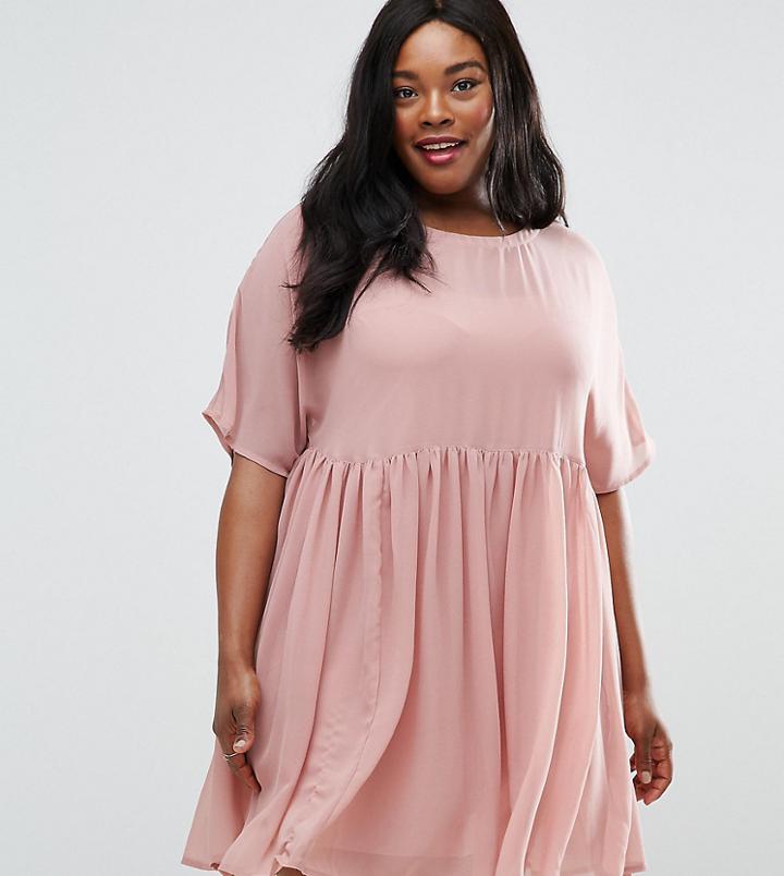 Asos Curve Smock Mini Dress - Pink