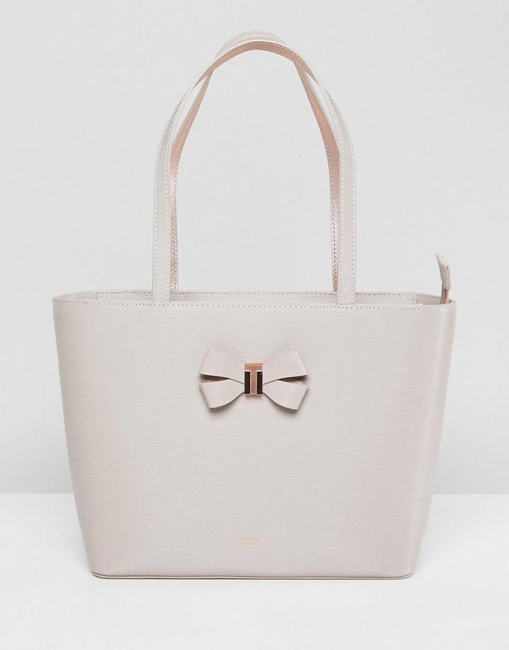 Ted Baker Bow Shopper In Leather - Beige