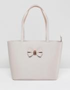Ted Baker Bow Shopper In Leather - Beige
