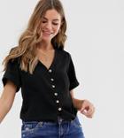 New Look Shirt With Button Through In Black - Black