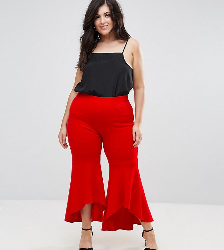 John Zack Plus Cigarette Pant With Ruffle Hem - Pink