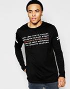 Asos Longline T-shirt With City Print - Black