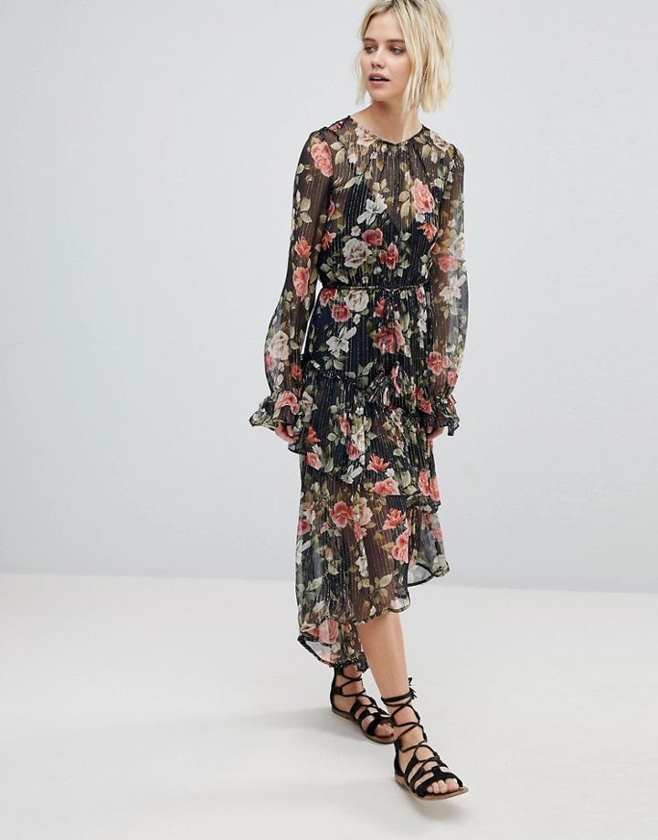 Rahi Cali Floral Print Asymmetrical Dress - Multi