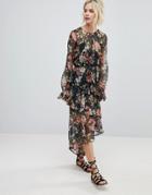 Rahi Cali Floral Print Asymmetrical Dress - Multi