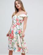 Jessica Wright Bardot Floral Prom Dress - Multi