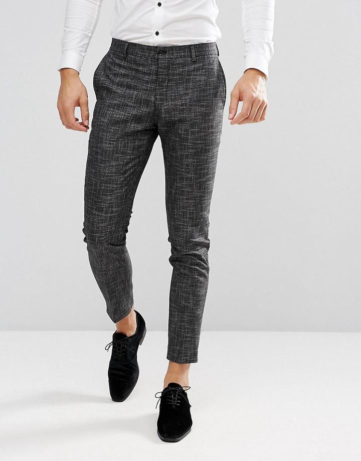 Jack & Jones Premium Slim Suit Pants In Crosshatch - Gray