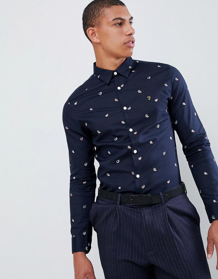 Farah Jasmine Printed Shirt In Navy - Navy