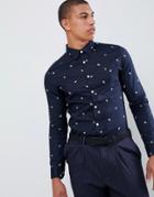 Farah Jasmine Printed Shirt In Navy - Navy