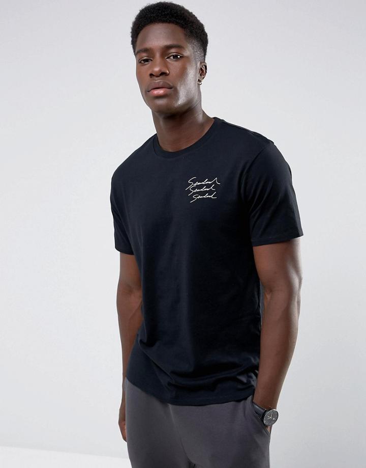 Mango Man Neutral Print T-shirt In Black - Black