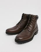 River Island Boots In Tumbled Leather-brown