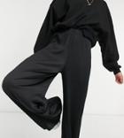 Asos Design Tall Plisse Wide Leg Pants In Black