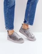 Dune Etch Velvet Sneakers - Gray