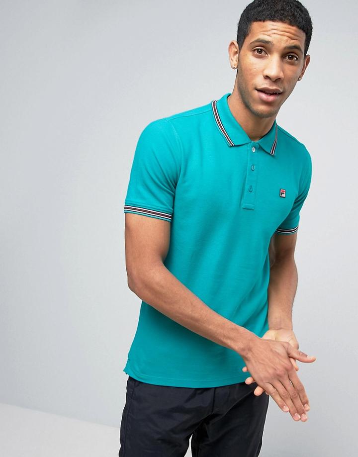 Fila Vintage Polo Shirt With F Box Logo - Green