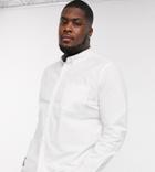Asos Design Plus Slim Fit Oxford Shirt In White