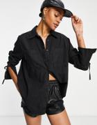 Asos Design Soft Denim Oversized Shirt In Washed Black