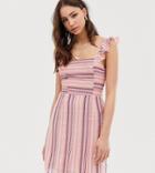 Glamorous Tall Tie Back Mini Dress In Stripe-multi