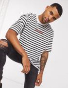 Good For Nothing Striped T-shirt With Logo-white