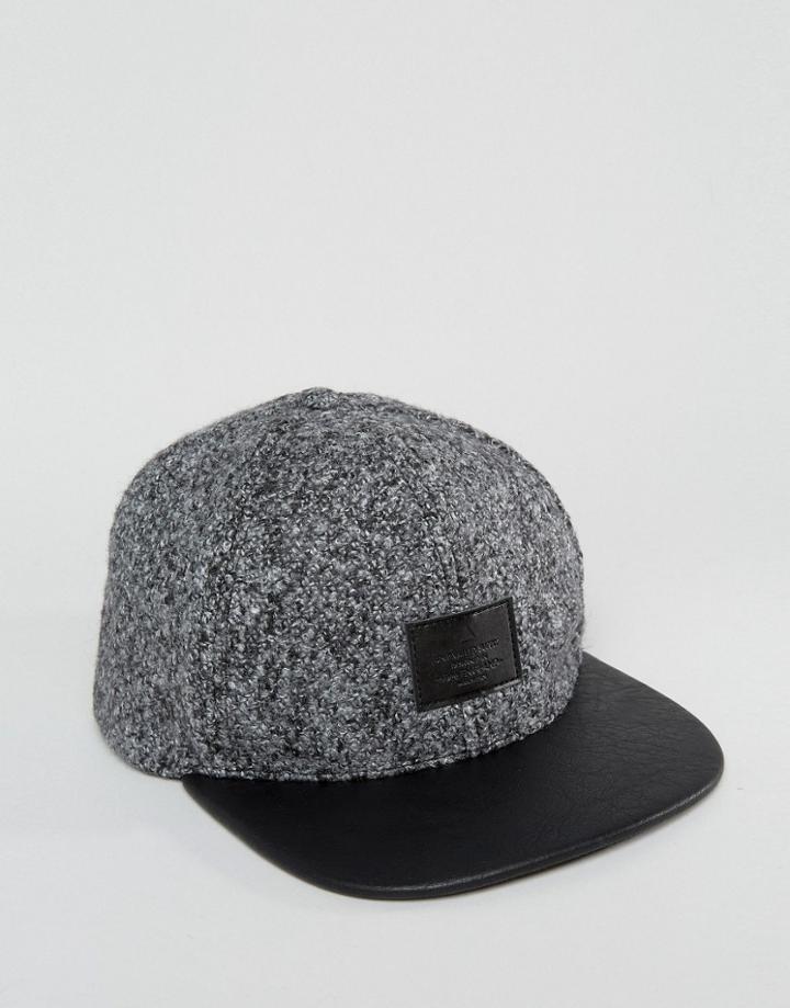 Asos Snapback Cap In Gray Boucle - Gray
