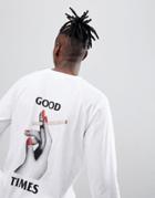 Wood Wood Han Long Sleeve T-shirt With Box Logo In White - White