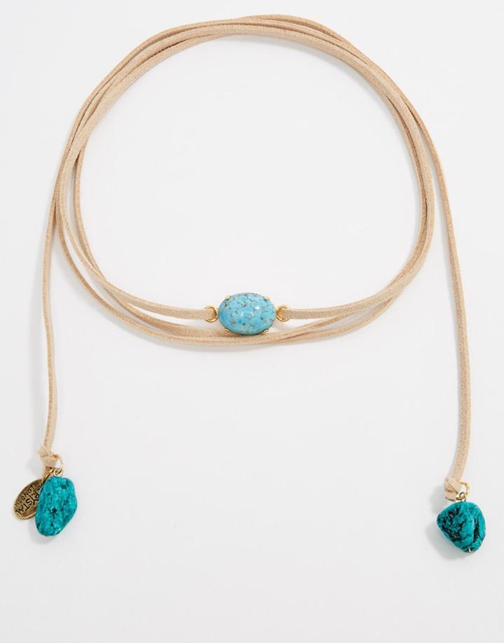 Krystal Wrap Choker Necklace With Swarovski Crystal - Turquoise