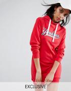 Majestic Sweat Hoodie Dress - Red