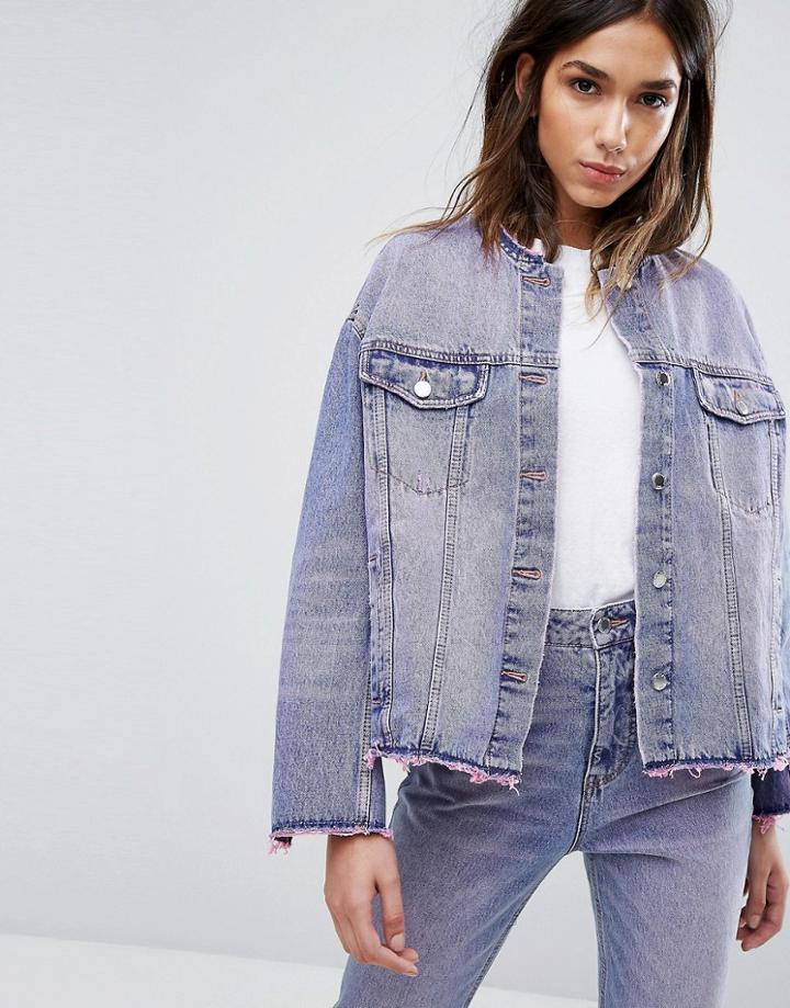 Cheap Monday Boxy Denim Jacket In Pink Wash - Pink