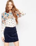 Asos Placement Print Ditsy Floral Blouse - Multi