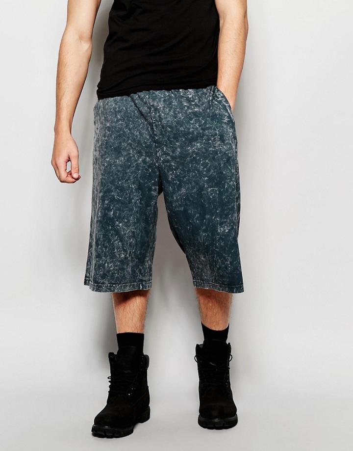 Asos Oversized Shorts In Gray Acid Wash - Gray