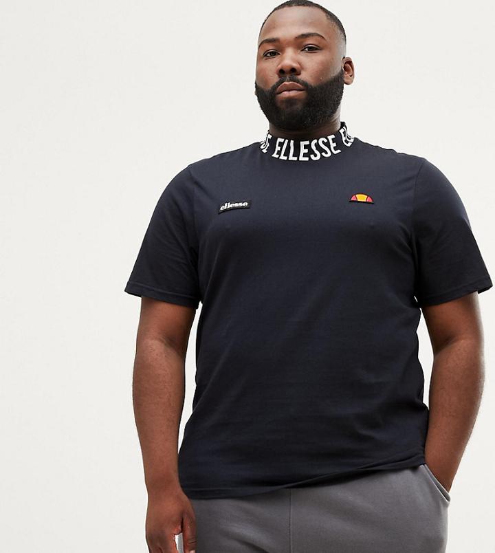 Ellesse T-shirt With Repeat Logo Neckline In Black - Black