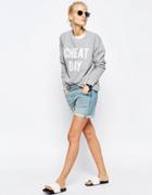 Asos Denim Easy Boyfriend Shorts In Crocus Lightwash - Crocus Lightwash