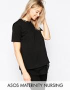 Asos Maternity Nursing T- Shirt With Sheer Panel - Black
