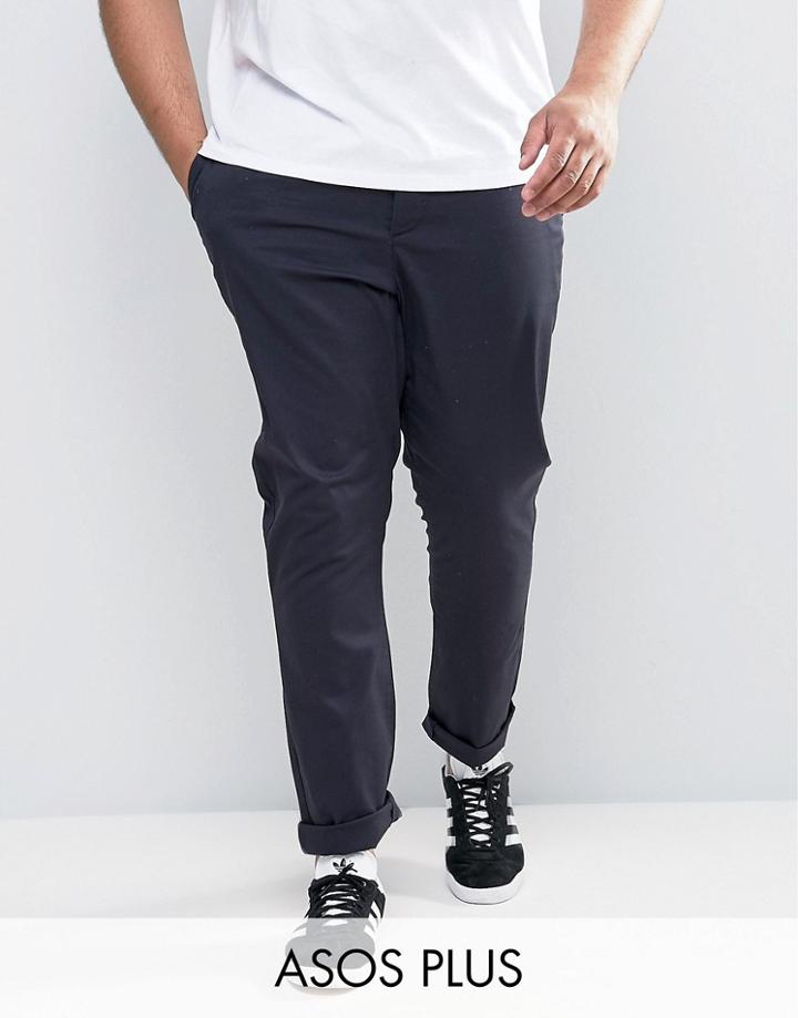 Asos Plus Skinny Chinos In Navy - Navy