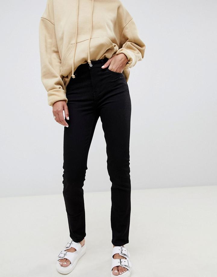 Weekday Way High Waist Slim Leg Jeans With Organic Cotton In Black - Black