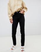 Weekday Way High Waist Slim Leg Jeans With Organic Cotton In Black - Black