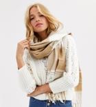 New Look Check Scarf In Camel