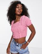 Urban Revivo Square Neck Smock Top In Red