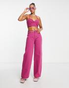Fashionkilla Wide Leg Jeans With Waist Hardware In Purple - Part Of A Set