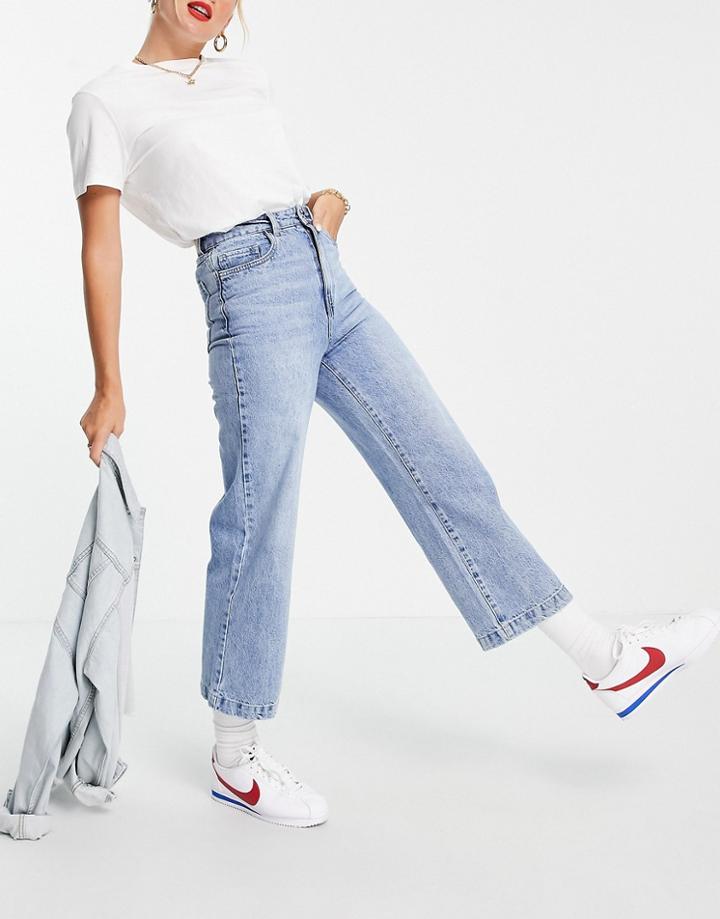 Vero Moda Cropped Wide Leg Jeans In Blue-blues