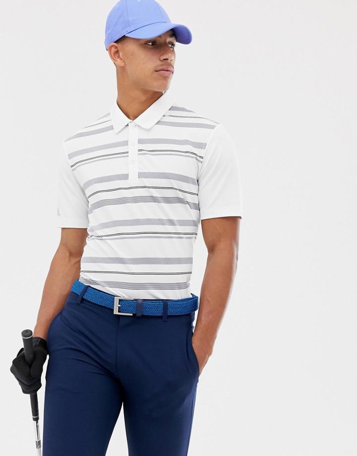 Adidas Golf Stripe Polo In White - White