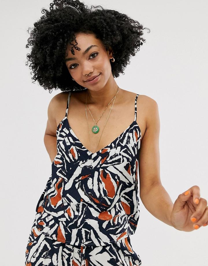 Weekday Printed Cami Top In Navy-multi