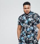 Asos Design Plus Skinny Co-ord Palm Print Shirt - Black