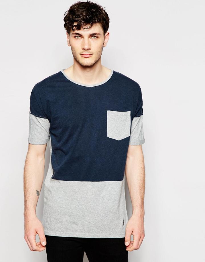 Minimum T-shirt With Color Block - Navy