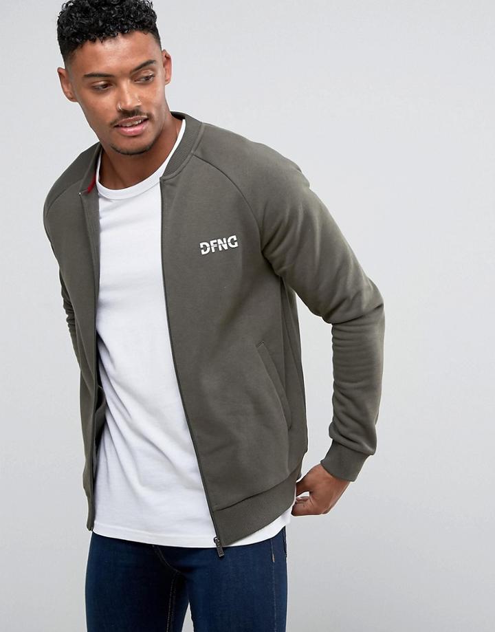 Defend London Jersey Bomber Jacket In Khaki - Green