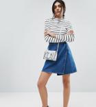 Asos Tall Denim Wrap Skirt In Midwash Blue - Blue