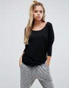 Asos Long Sleeve Curve Hem T-shirt - Black