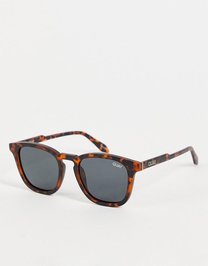 Quay Jackpot Round Sunglasses With Polarized Lens In Tort-brown